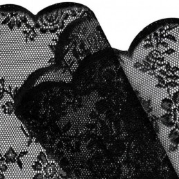 Blomsterprintede Sorte, Transparente Blondegardiner Til Stuen