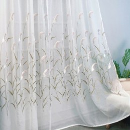 Moderne Broderede Tylgardiner Med Siv, Transparent Voile Til Stue, Soveværelse