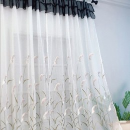 Moderne Broderede Tylgardiner Med Siv, Transparent Voile Til Stue, Soveværelse