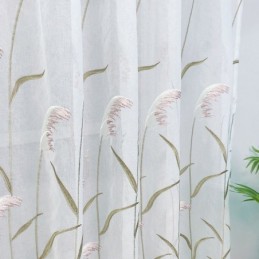 Moderne Broderede Tylgardiner Med Siv, Transparent Voile Til Stue, Soveværelse