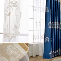 Åndbart, Transparent Gardin, Specialfremstillet Gardin, Broderet Fuglebur, Stue