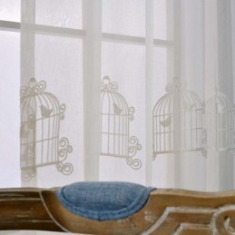 Åndbart, Transparent Gardin, Specialfremstillet Gardin, Broderet Fuglebur, Stue