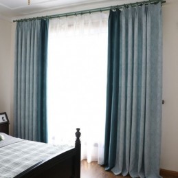 Mørklægningsgardin Skræddersyet Gardin Europæisk Enkel Stil Blød Bomuld Blå Jacquard Dekorativt Soveværelse