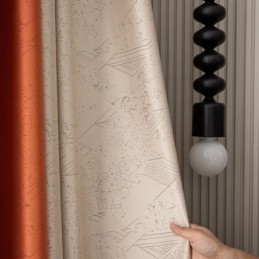 Geometriske Jacquardgardiner Mørklægning Til Stuen