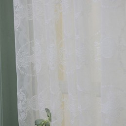 Hvide, Transparente Gardiner I Planteskinnende Voile Til Stue, Soveværelse