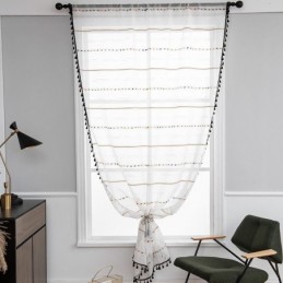 Nordiske Transparente Gardiner Med Stribet Mønster, Semi-Voile