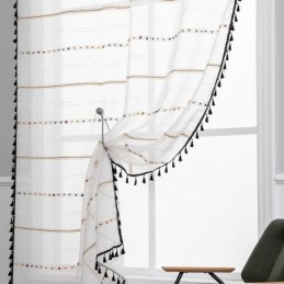 Nordiske Transparente Gardiner Med Stribet Mønster, Semi-Voile