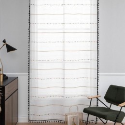 Nordiske Transparente Gardiner Med Stribet Mønster, Semi-Voile