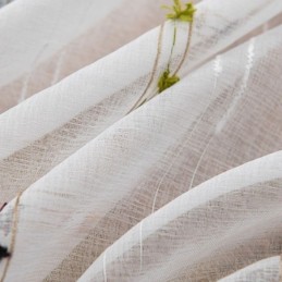 Nordiske Transparente Gardiner Med Stribet Mønster, Semi-Voile