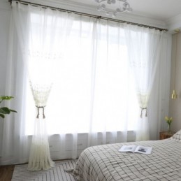 Enkelt, Transparent Gardin, Skræddersyet Gardin, Hvid, Alle Matchende, Broderi, Stue