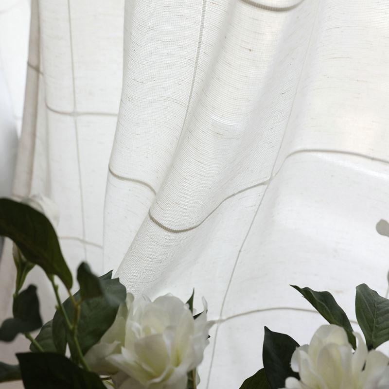 Minimalistisk Transparent Gardin Skræddersyet Gardin Stor Gitter Jacquard Voile Panel Stue En