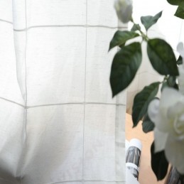 Minimalistisk Transparent Gardin Skræddersyet Gardin Stor Gitter Jacquard Voile Panel Stue En