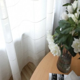 Minimalistisk Transparent Gardin Skræddersyet Gardin Stor Gitter Jacquard Voile Panel Stue En