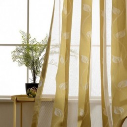 Moderne Voile Gardiner Bladformede Transparente Gardiner Skræddersyede Gardiner Til Soveværelse Stue