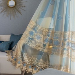 Luksuriøst Broderet Tylgardin, Skræddersyet Gardin, Voile, Transparent, Stue