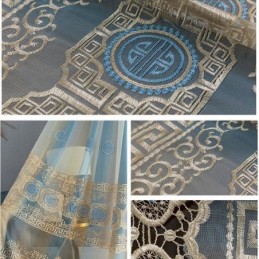 Luksuriøst Broderet Tylgardin, Skræddersyet Gardin, Voile, Transparent, Stue