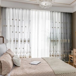 Broderet Tylgardin, Skræddersyet Gardin, Europæisk Luksus, Transparent Voile, Stue