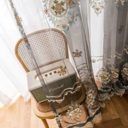 Broderet Tylgardin, Skræddersyet Gardin, Europæisk Luksus, Transparent Voile, Stue