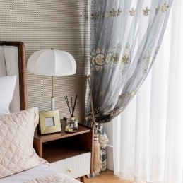 Broderet Tylgardin, Skræddersyet Gardin, Europæisk Luksus, Transparent Voile, Stue