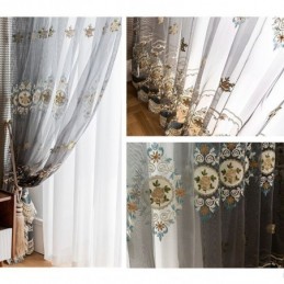 Broderet Tylgardin, Skræddersyet Gardin, Europæisk Luksus, Transparent Voile, Stue