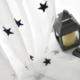 Stjernebroderi Voile Transparent Gardin Efter Mål Gardinpanel Stue Soveværelse Glasdør Vindue