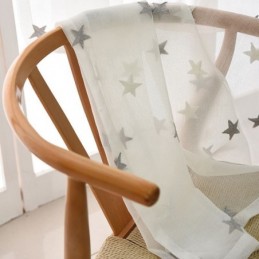 Stjernebroderi Voile Transparent Gardin Efter Mål Gardinpanel Stue Soveværelse Glasdør Vindue