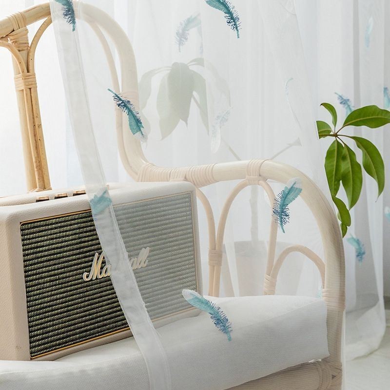 Fjerbroderet Transparent Gardin Skræddersyet Gardin Minimalistisk Åndbar Stue Soveværelse