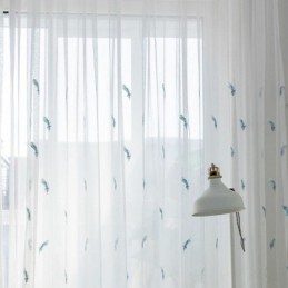 Fjerbroderet Transparent Gardin Skræddersyet Gardin Minimalistisk Åndbar Stue Soveværelse