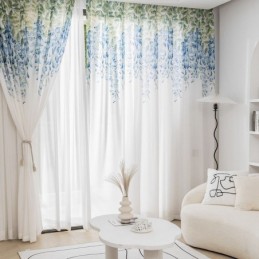 Moderne Transparent Gardin Skræddersyet Gardin Planteprint Voile Vindue Til Stue Balkon