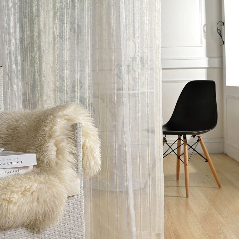 Nordisk Transparent Gardin, Specialfremstillet Gardin, Stribet Tyl Til Stue, Soveværelse