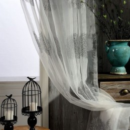 Moderne Broderet Tylgardin, Specialfremstillet Gardin, Transparente Voilegardiner, Stue, Soveværelse