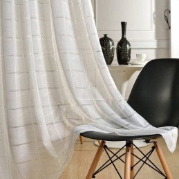 Geometrisk Jacquard Transparent Gardin Skræddersyet Til Luksus Tyl Stue Soveværelse