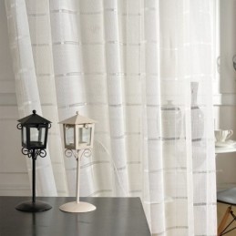 Geometrisk Jacquard Transparent Gardin Skræddersyet Til Luksus Tyl Stue Soveværelse