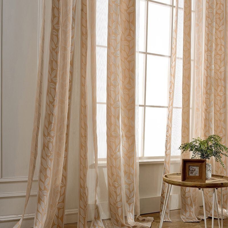 Nordiske, Transparente Gardiner I Jacquard-Tyl Med Blade Til Stuen