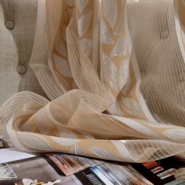 Nordiske, Transparente Gardiner I Jacquard-Tyl Med Blade Til Stuen