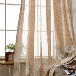 Nordiske, Transparente Gardiner I Jacquard-Tyl Med Blade Til Stuen