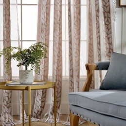 Nordiske, Transparente Gardiner I Jacquard-Tyl Med Blade Til Stuen