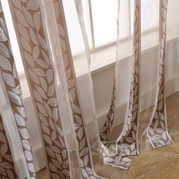 Nordiske, Transparente Gardiner I Jacquard-Tyl Med Blade Til Stuen