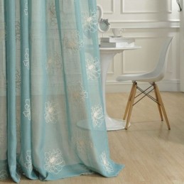 Broderi Blomster Transparente Voile Gardiner Dekorativ Tyl Til Stuen