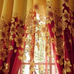 Amerikansk Landlig Transparent Gardin Skræddersyet Blomstergren Jacquard Vinduesbehandling Soveværelse
