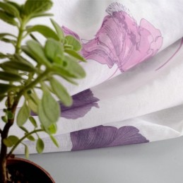 Moderne Minimalistisk Voile Gennemsigtigt Gardin Specialfremstillet Lotusblad Lilla Soveværelse