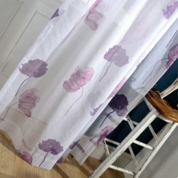 Moderne Minimalistisk Voile Gennemsigtigt Gardin Specialfremstillet Lotusblad Lilla Soveværelse