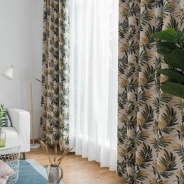 Thicken Max Mørklægningsgardin Specialfremstillet Gardin Grøn Bananblade Jacquard Mørklægningsgardin