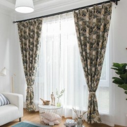 Thicken Max Mørklægningsgardin Specialfremstillet Gardin Grøn Bananblade Jacquard Mørklægningsgardin