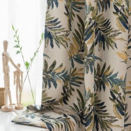 Thicken Max Mørklægningsgardin Specialfremstillet Gardin Grøn Bananblade Jacquard Mørklægningsgardin