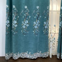 Chenille Gardin Skræddersyet Gardin Moderne Blomsterbroderi