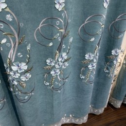 Chenille Gardin Skræddersyet Gardin Moderne Blomsterbroderi