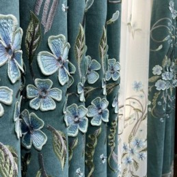 Chenille Gardin Skræddersyet Gardin Moderne Blomsterbroderi