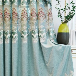 Chenille-Gardin Efter Mål Gardin I Europæisk Stil Med Broderi Og Blomster