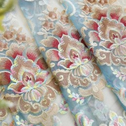 Chenille-Gardin Efter Mål Gardin I Europæisk Stil Med Broderi Og Blomster